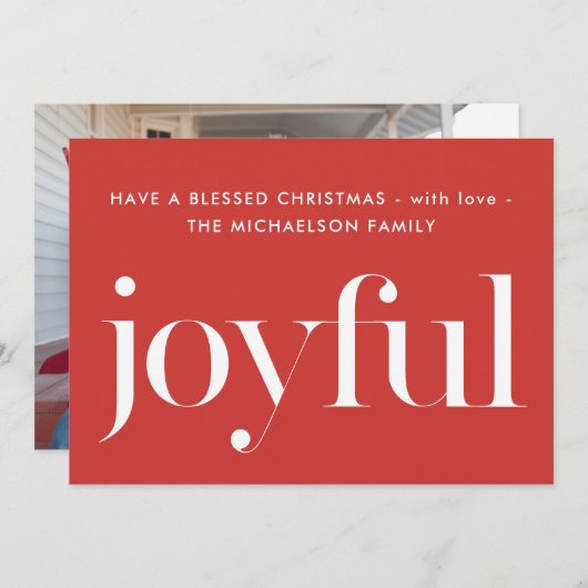楽しい赤い賛美写真のクリスマス・ホリデー シーズンカード (正面/裏面)