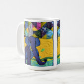 楽しい赤ちゃん象 - キルトのようなデザイン コーヒーマグカップ (正面左)