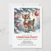 楽しい赤ちゃん鹿の水彩画クリスマスキッズ招待 招待状 (正面)