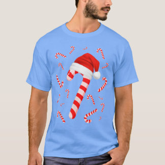 楽しい赤と白のキャンディークルーサンタメリークリスマス Tシャツ