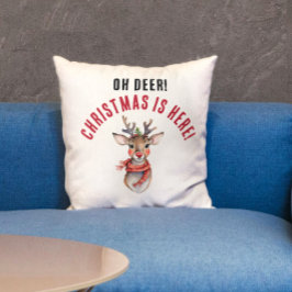 楽しい赤と白のクリスマスルドルフルーラースペイント クッション