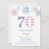 楽しい赤白青の若々しい70歳の誕生日パーティー 招待状 (正面)