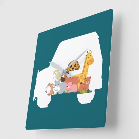 楽しい車 スクエア壁時計 (傾斜)