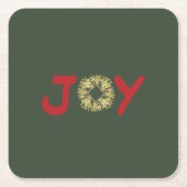 楽しい軽い心のクリスマスリース スクエアペーパーコースター (正面)