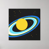 楽しい輝き カラフルな惑星サターン 宇宙で キャンバスプリント (正面)