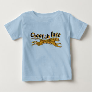 楽しい速いチーター猫子供服Tシャツ ベビーTシャツ