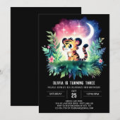 楽しい遊び心のある虎の誕生日 招待状 (正面/裏面)