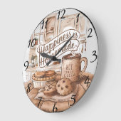 楽しい避難所：キッチンの幸せな場所 ラージ壁時計 (傾斜)