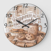 楽しい避難所：キッチンの幸せな場所 ラージ壁時計 (正面)