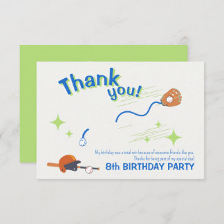 楽しい野球の誕生日テーマキッズ サンキューカード