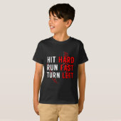 楽しい野球チーム 強打して素早く走る 左折T Tシャツ (正面フル)