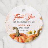 楽しい金ゴールドオレンジウォーターカラーラウンドカボチャ フェイバータグ (正面)