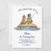 楽しい釣りを巻き込んで！少年1歳の誕生日 招待状 (正面)