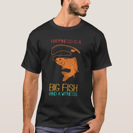 楽しい釣りデザイン幸せは大きな魚と Tシャツ (正面)