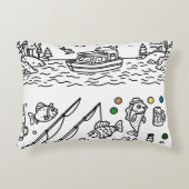 楽しい釣り冒険の落書きアート アクセントクッション (正面)