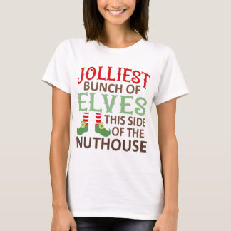 楽しい陽気なエルフのクリスマスの家族の格言 Tシャツ