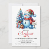 楽しい雪だるまのクリスマスパーティー 招待状 (正面)