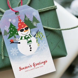 楽しい雪だるまのクリスマス ギフトタグ