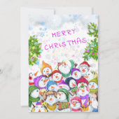 楽しい雪だるまのパーティー 面白いクリスマスカード (正面)