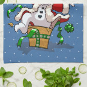 楽しい雪だるま メリークリスマス サプライズ カートゥーン キッチンタオル (折り畳み)