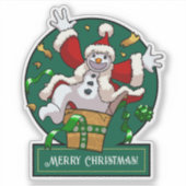 楽しい雪だるま メリークリスマス サプライズ カートゥーン シール (正面)
