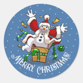 楽しい雪だるま メリークリスマス サプライズ カートゥーン ラウンドシール