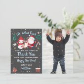 楽しい雪のクリスマスパーティーの写真 サンキューカード (スタンド正面)