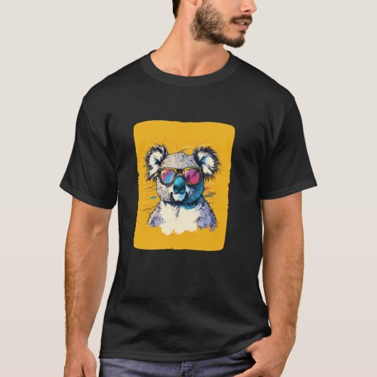 楽しい雰囲気のサングラスをかけたコアラ Tシャツ (正面)