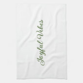 楽しい雰囲気クリスマスグリーンの休日の家族の名前 キッチンタオル (縦)