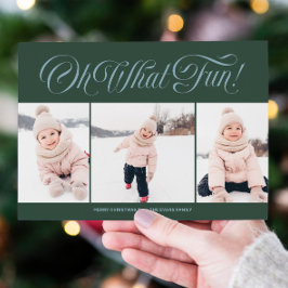 楽しい青緑の3枚の写真のクリスマス シーズンカード