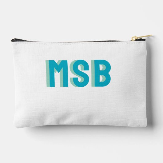 楽しい青緑色のシャドウブロックモノグラム、カスタム アクセサリーポーチ (裏面)