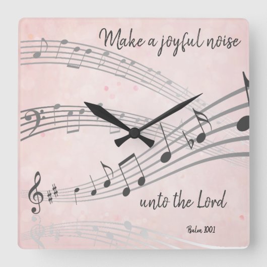 楽しい音を立てて聖書を歌う スクエア壁時計 (正面)