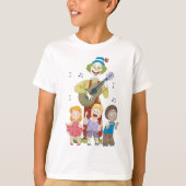 楽しい音楽のピエロと踊る子供たち Tシャツ (正面)