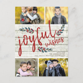 楽しい願い ラスティック レッド クリスマス 4 枚の写真のコラージュ