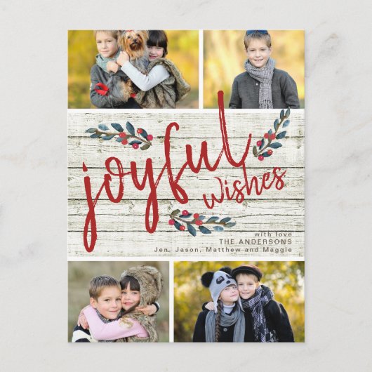 楽しい願い ラスティック レッド クリスマス 4 枚の写真のコラージュ (正面)