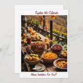 楽しい食事を一緒に共有する招待状 招待状 (正面/裏面)