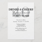 楽しい飲み物と乾杯の40歳の誕生日招待状 招待状 (正面)