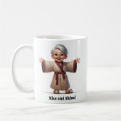 楽しい高齢の素敵なローブをした人 コーヒーマグカップ (左)