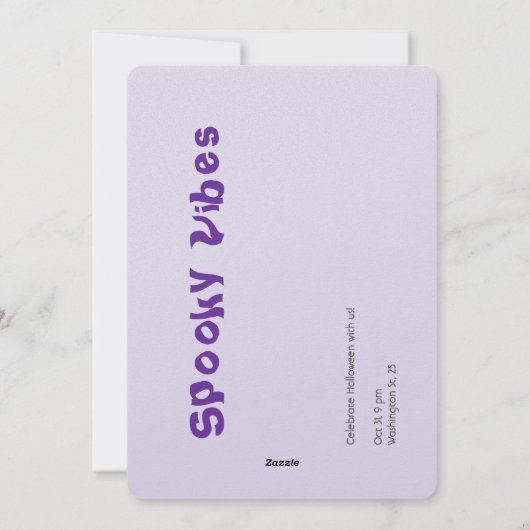 楽しい魔女の紫色のハロウィン タイポグラフィ アート シーズンカード (裏面)