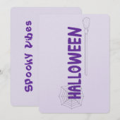 楽しい魔女の紫色のハロウィン タイポグラフィ アート シーズンカード (正面/裏面)