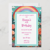 楽しい魔法の虹色ユニコーン 招待状 (裏面)