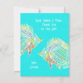 楽しい魚のトロピカルブルー子供ありがとうカード サンキューカード (正面)