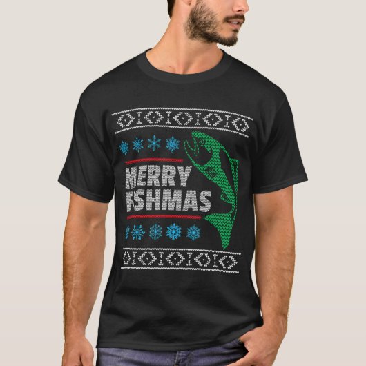 楽しい魚クマス メリークリスマス 魚 クリスマスパロディー Tシャツ (正面)