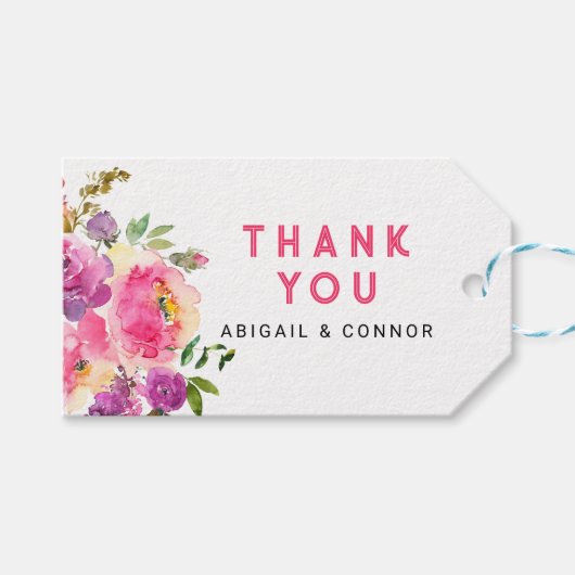 楽しい鮮やかな紫色のフクシアの花 ギフトタグ (正面(横))