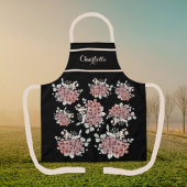 楽しい黒とピンクのワイルドフラワーブーケエプロン エプロン