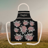 楽しい黒とピンクのワイルドフラワーブーケエプロン エプロン
