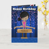 楽しい黒人女子体操 秘密のメッセージ 誕生日 カード (黄色い花)