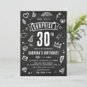 楽しい黒板落書きサプライズ30歳の誕生日 招待状 (スタンド正面)