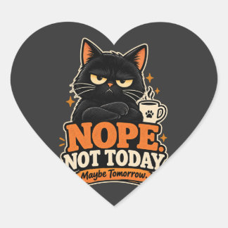 楽しい黒猫の今日はダメかも明日ならね ハートシール