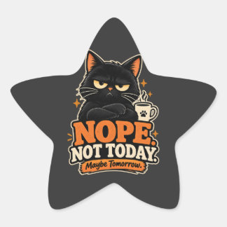 楽しい黒猫の今日はダメかも明日ならね 星シール